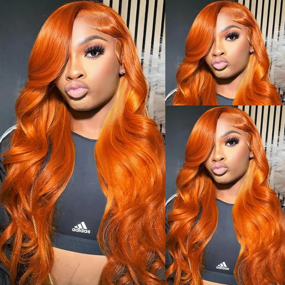 200Density 350 Ginger Orange 30inch Lace Front Wig Human Hair Wigs 13x4 HD Lace Frontal Curly Wig For  Woman
