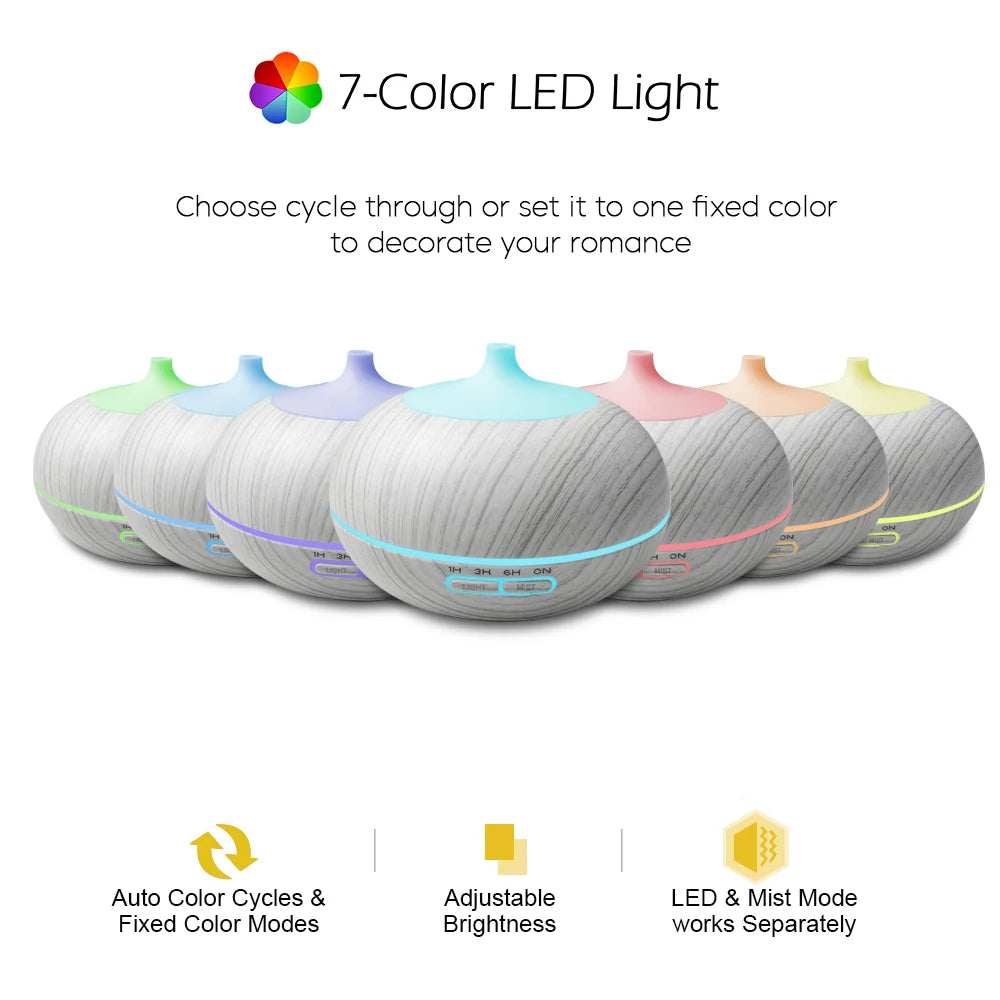Essential Oil Air Humidifiers for home 500ml with colorful lights Household appliances air purifier aromatherapy machine