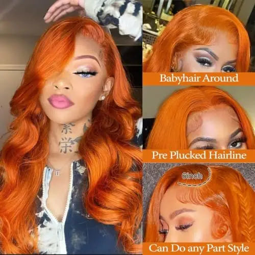 200Density 350 Ginger Orange 30inch Lace Front Wig Human Hair Wigs 13x4 HD Lace Frontal Curly Wig For  Woman