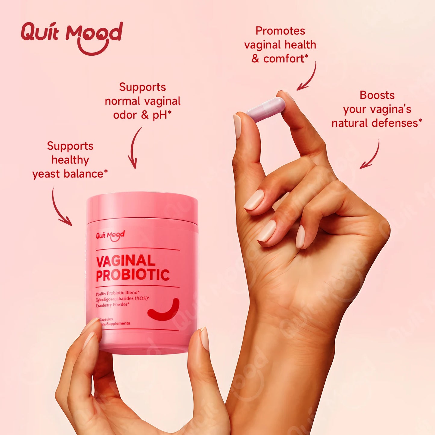 Quitmood Probiotics for Women Balance with Prebiotics, Women Probiotics with Cranberry Extract, 60 capsules