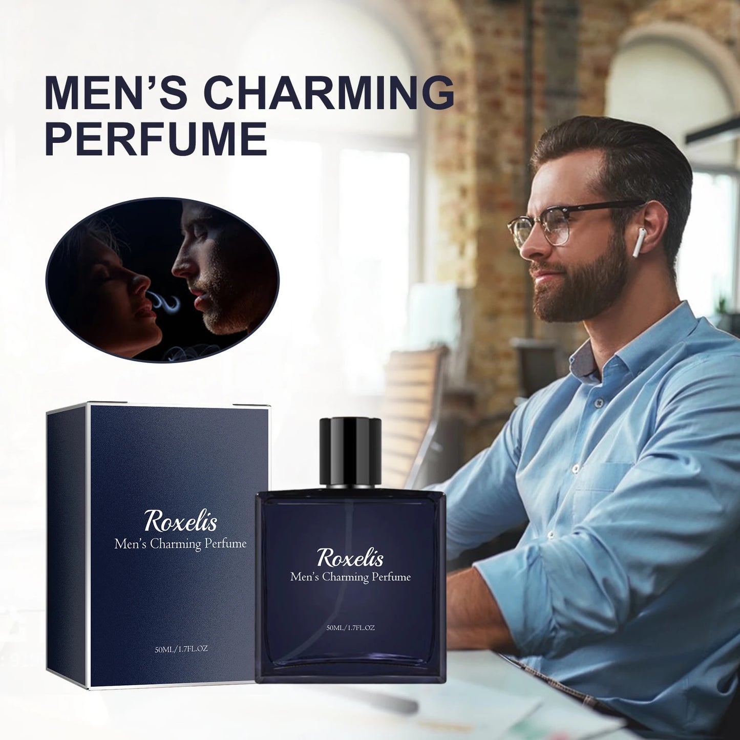 Roxelis 50ml Men Glamour Perfume Spray Cologne Light Fragrance Fresh Pheromone Romantic  Charming Perfume
