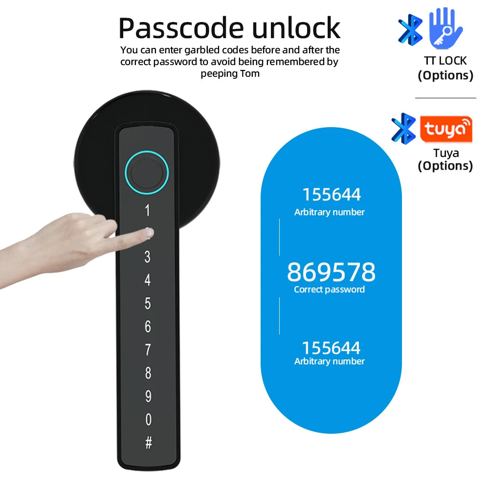RAYKUBE US Free Delivery Tuya BLE Smart Fingerprint Door Lock Electronic Lock