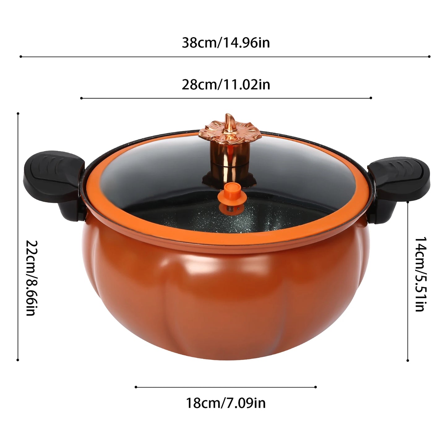 Micro Pressure Cooker, Pumpkin Shaped Pot for Open-Flame Heating and Gas Cooking