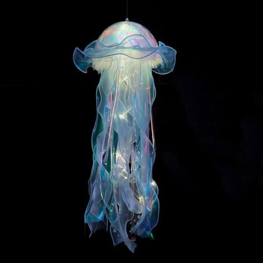 Jellyfish Atmosphere Night Light Button Battery Hanging Ceiling Lantern Realistic with Ribbon&Bead