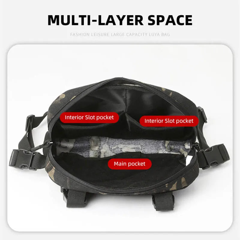 Tactical Chest Vest Bag Backpack Front Rig Pouch Lure Travel Fanny Pack