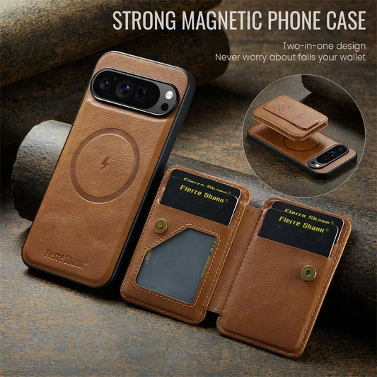 Magsafe Magnetic Leather Phone Case for Google Pixel 9 10 Pro XL 8 8A 8Pro 7 7Pro 7A Wallet Cards Slot Holder Pocket Cover