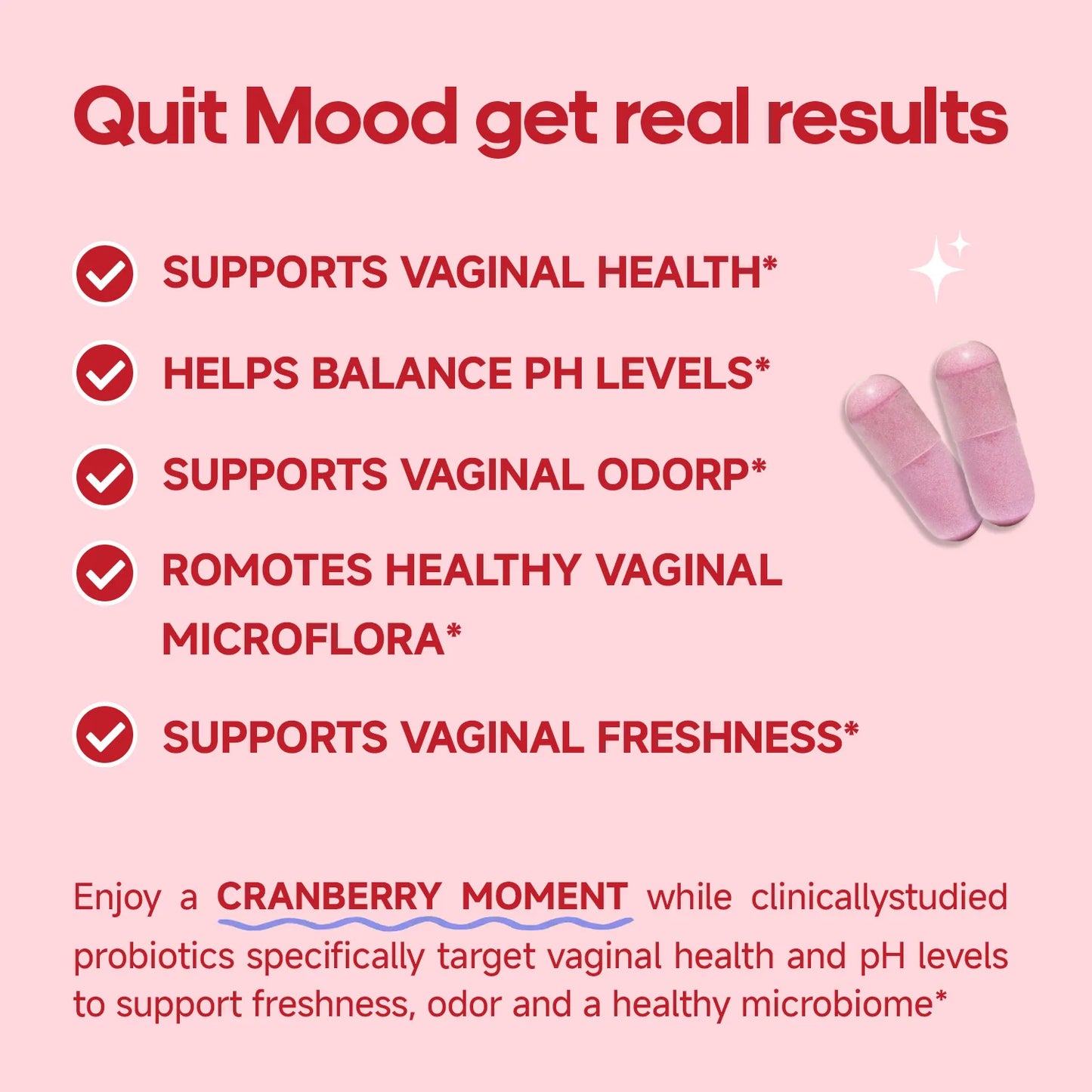 Quitmood Queen's Female-Focused Once-daily  complete V- Probiotics for Women - pH Balance, Odor Control, Yeast & Flora