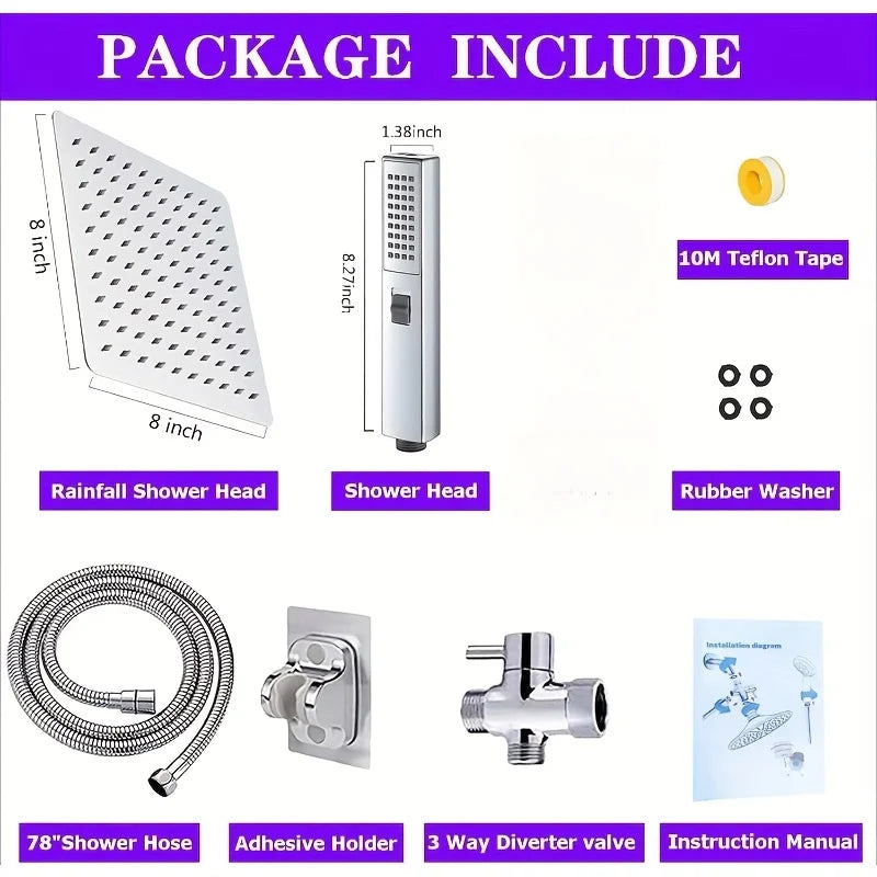 Bathroom chrome plated concealed stainless steel pressurized shower