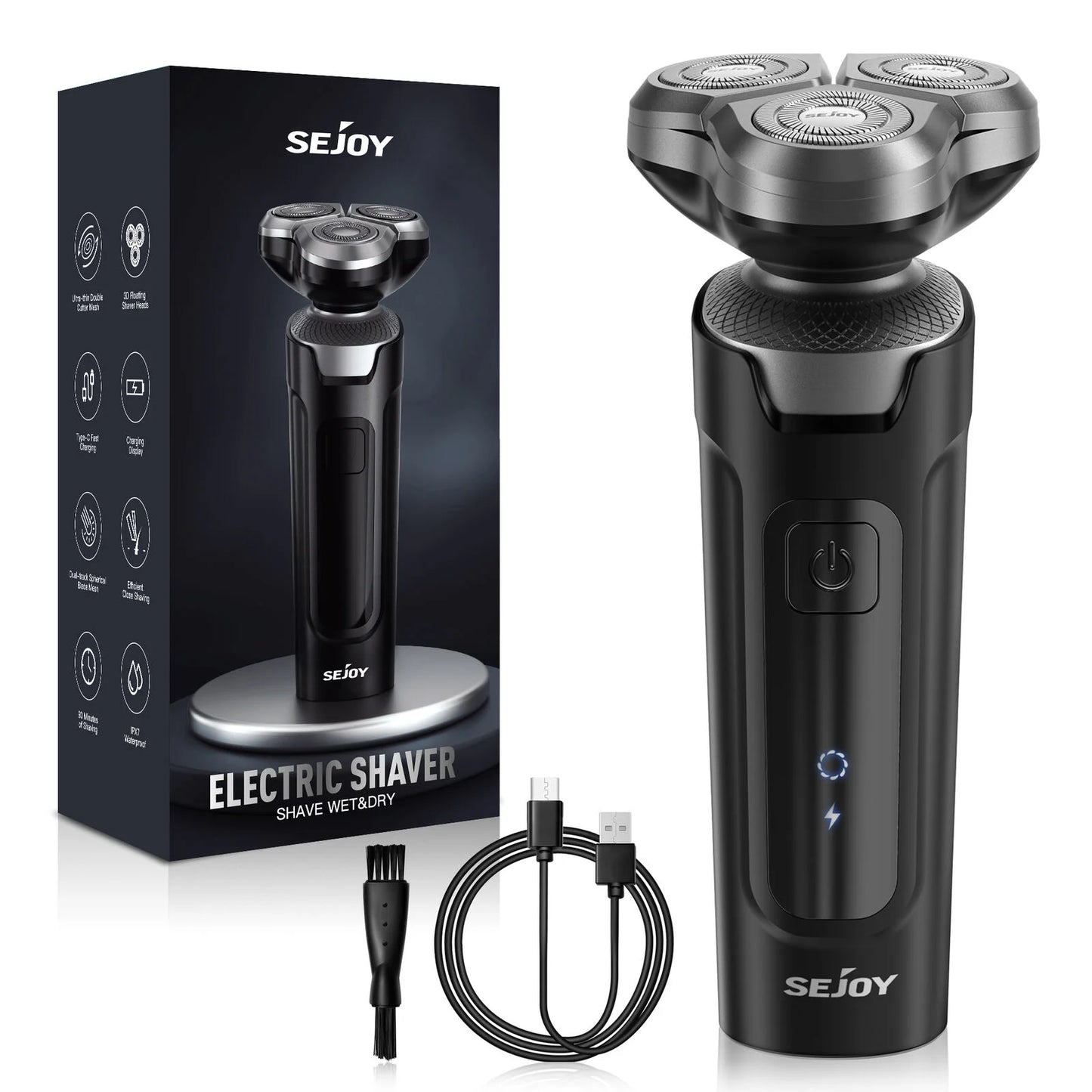SEJOY 3 In 1 Multifunction Mens Electric Shaver Powerful Beard Nose Hair Trimmer