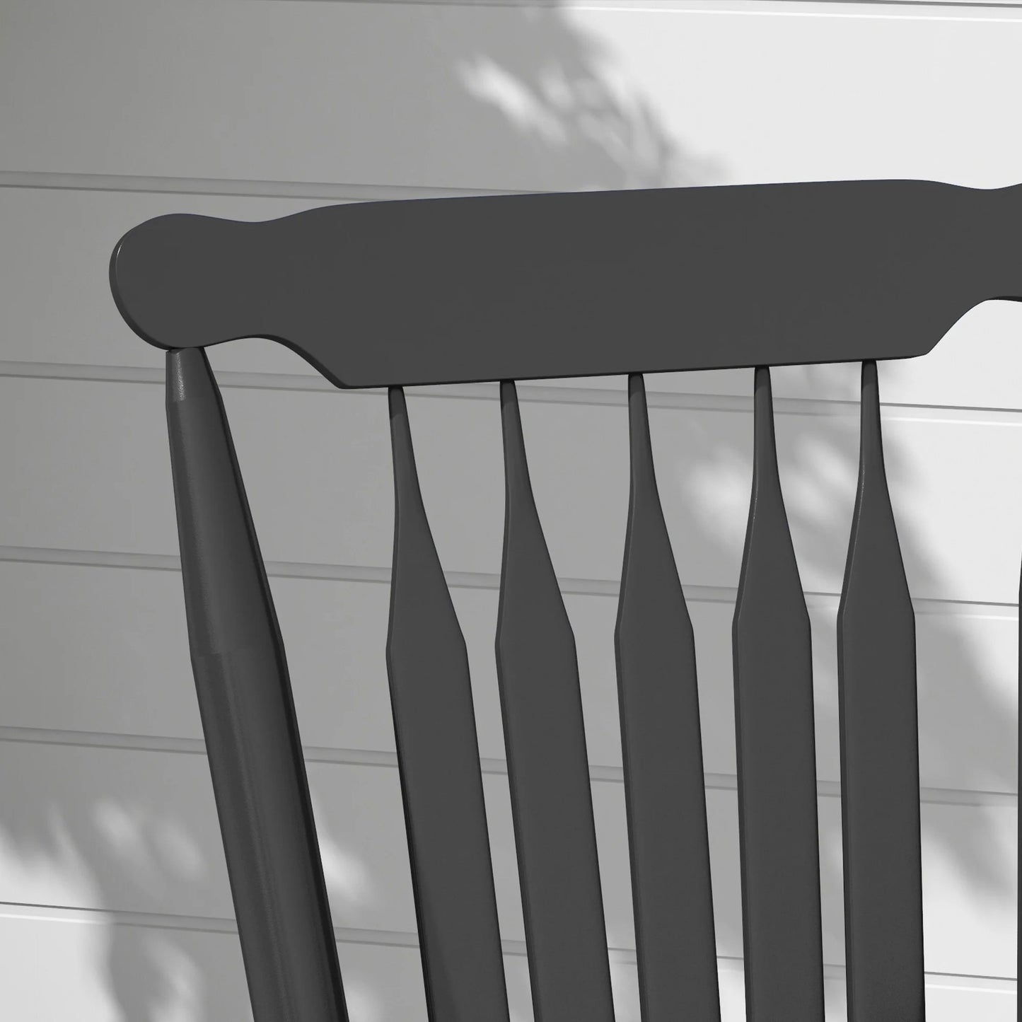 Outsunny 350 lbs Outdoor Wood Rocking Chair with High Back for Patio Black