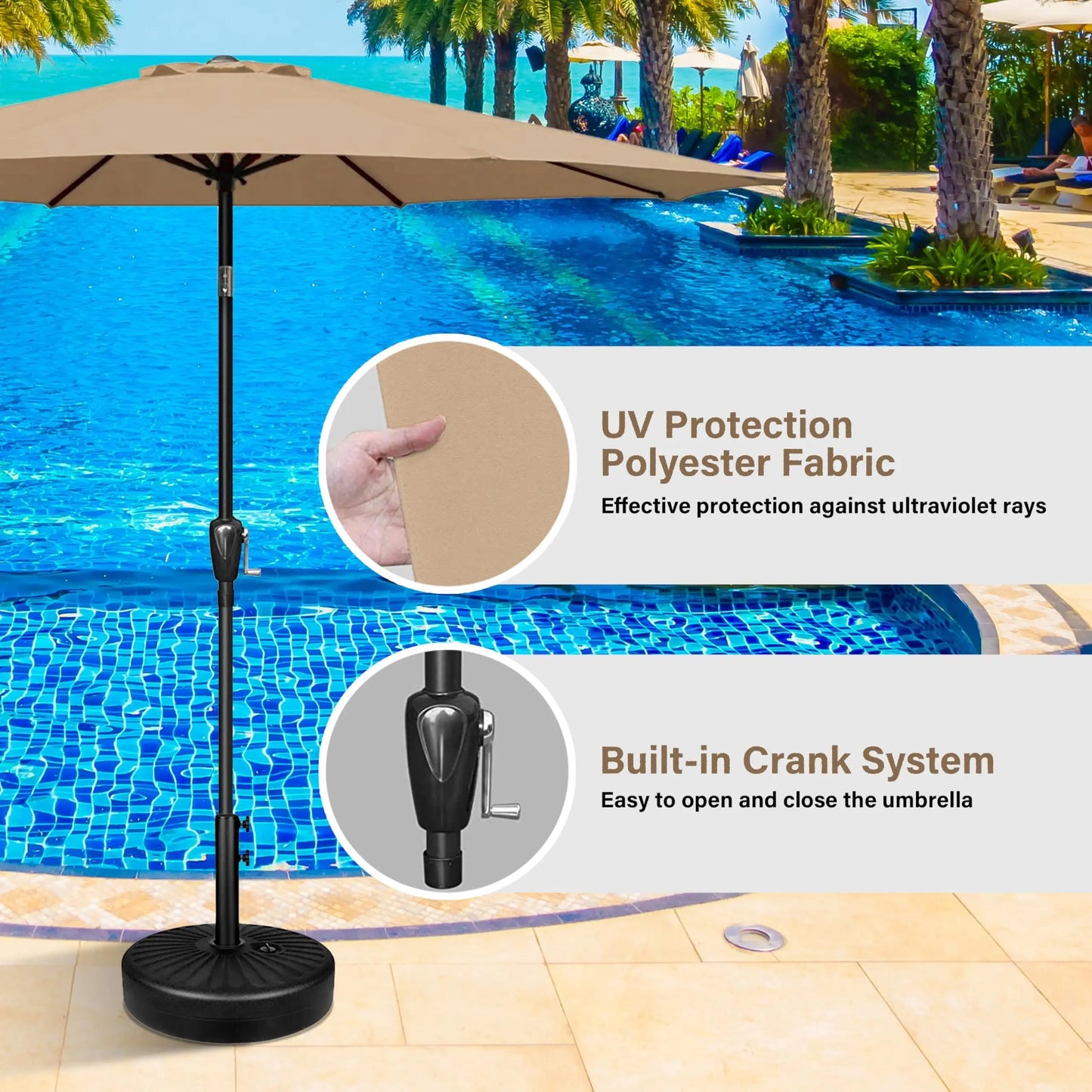 9' Outdoor Patio Umbrella, Market Table Umbrella