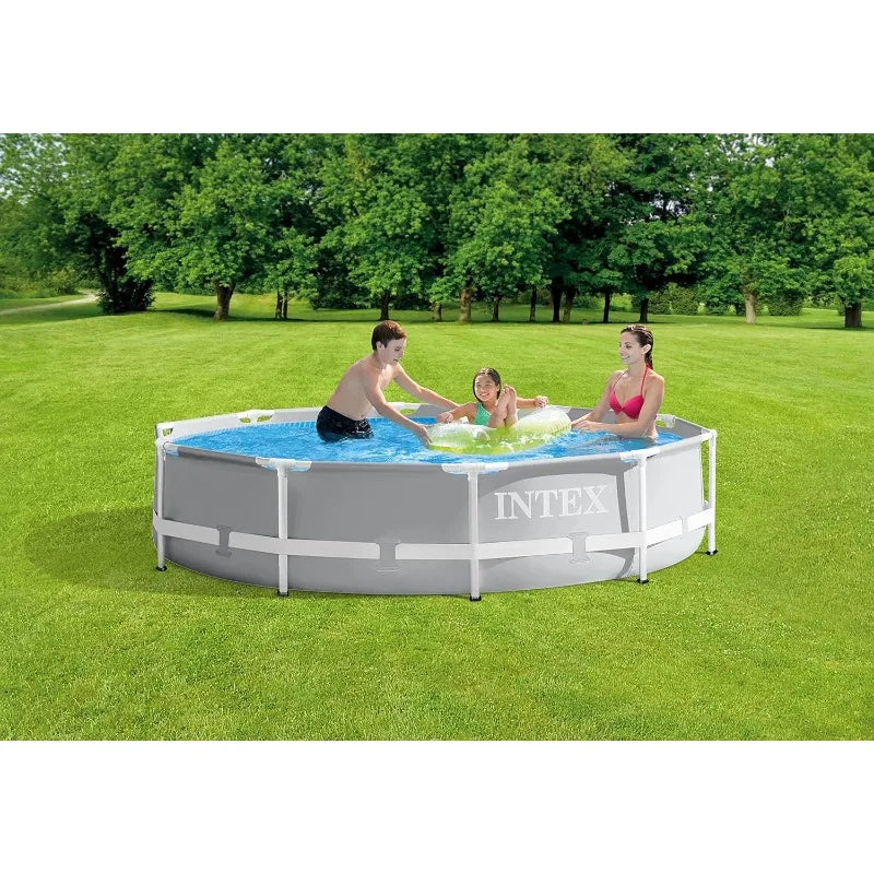 Intex 26701EH Prism Frame Premium Above Ground Swimming Pool Set: 10ft x 30in – Includes 330 GPH Cartridge Filter Pump