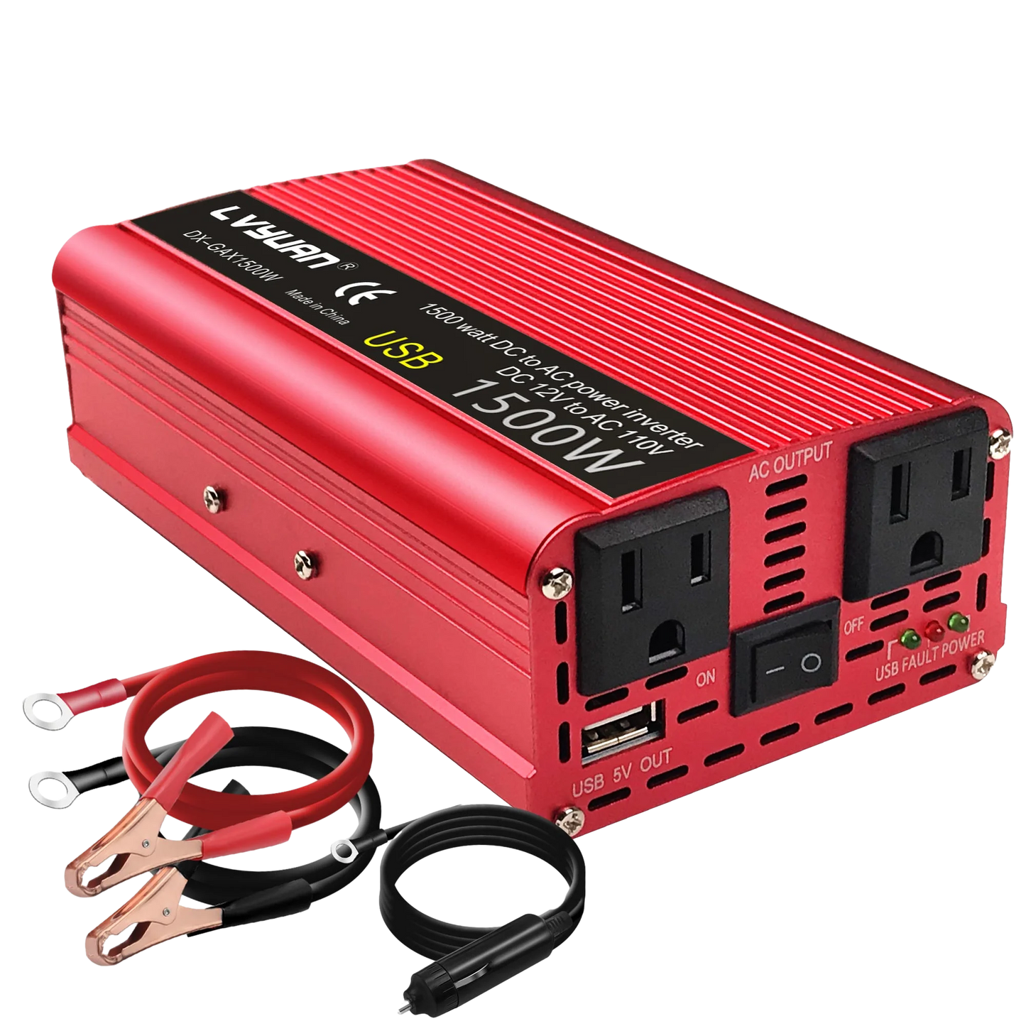AC110V Power Inverter DC/AC 12V to 120V Car Inversor Socket 60Hz Outdoor Battery Adapter