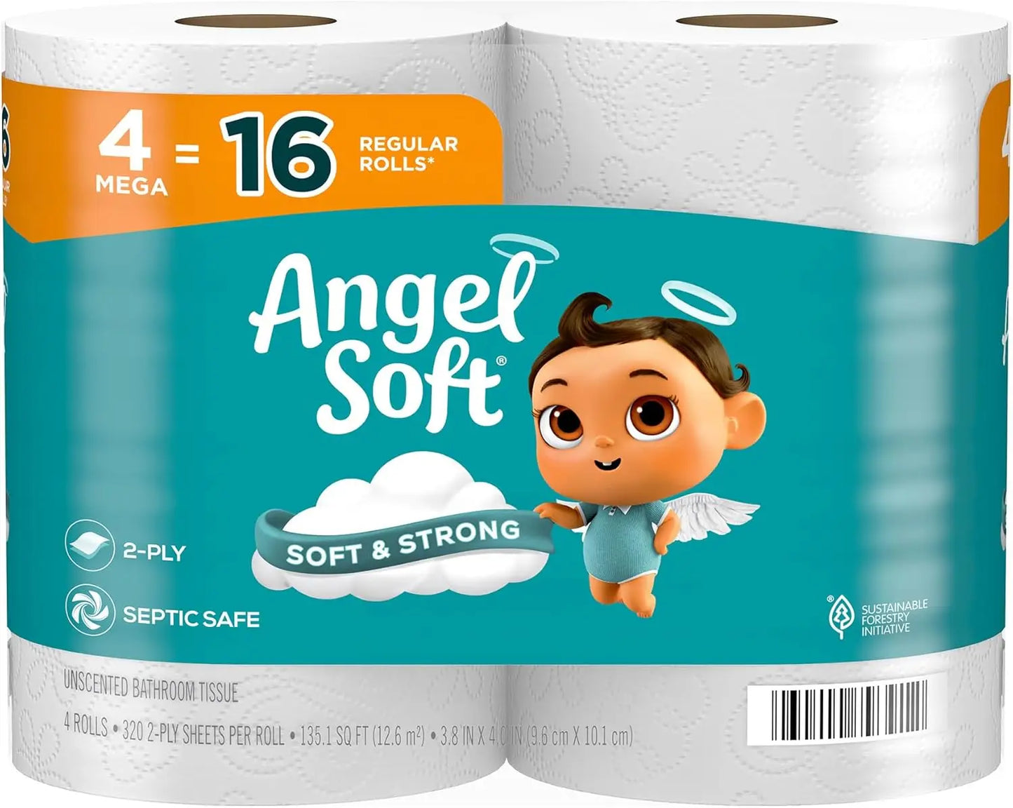 Soft Toilet Paper, 4/8/16/48 Mega Rolls = 16/32/64/192 Regular Rolls, Soft and Strong Toilet Tissue