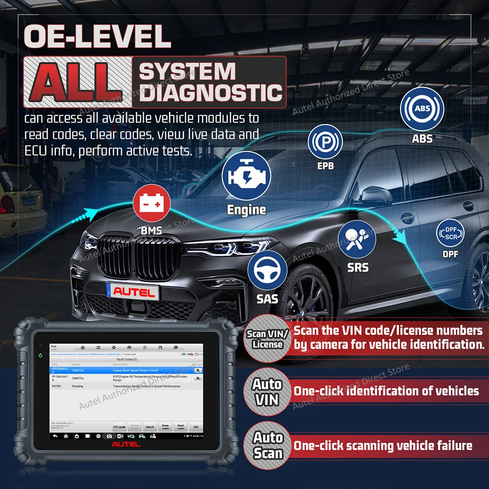 Autel MaxiCOM MK906S PRO OBD2 Diagnostic Scanner Advanced ECU Coding Diagnostic Tool Bi-directional Scanner Support CAN FD/ DoIP