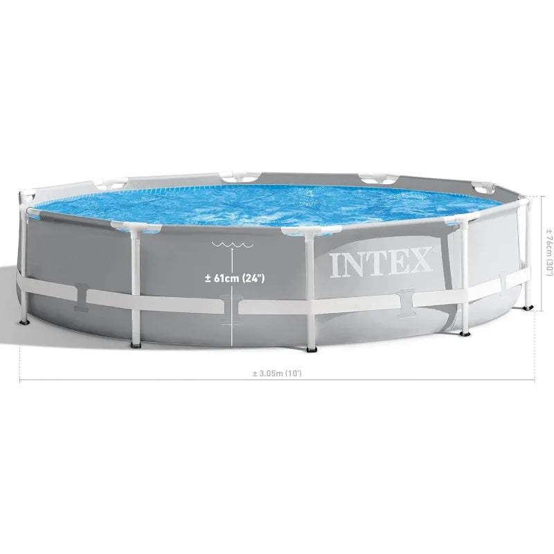 Intex 26701EH Prism Frame Premium Above Ground Swimming Pool Set: 10ft x 30in – Includes 330 GPH Cartridge Filter Pump