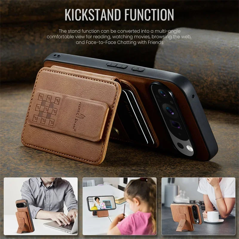 Magsafe Magnetic Leather Phone Case for Google Pixel 9 10 Pro XL 8 8A 8Pro 7 7Pro 7A Wallet Cards Slot Holder Pocket Cover