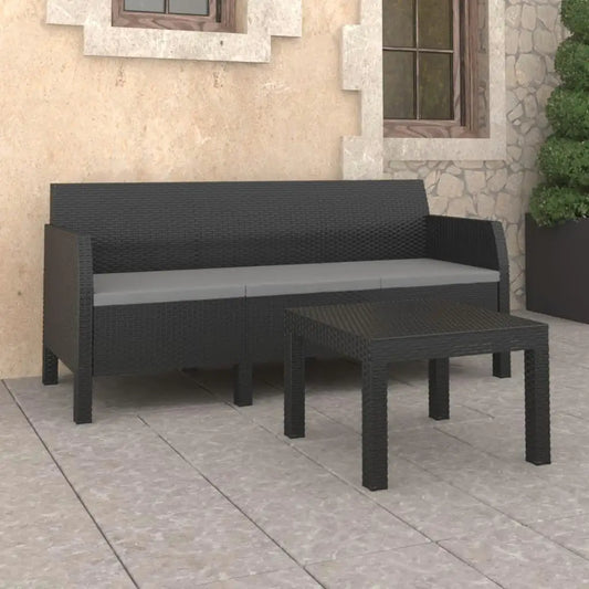Garden Outdoor Lounge Set with Rattan Look, Durable Polypropylene Furniture in Anthracite Color, Large Size