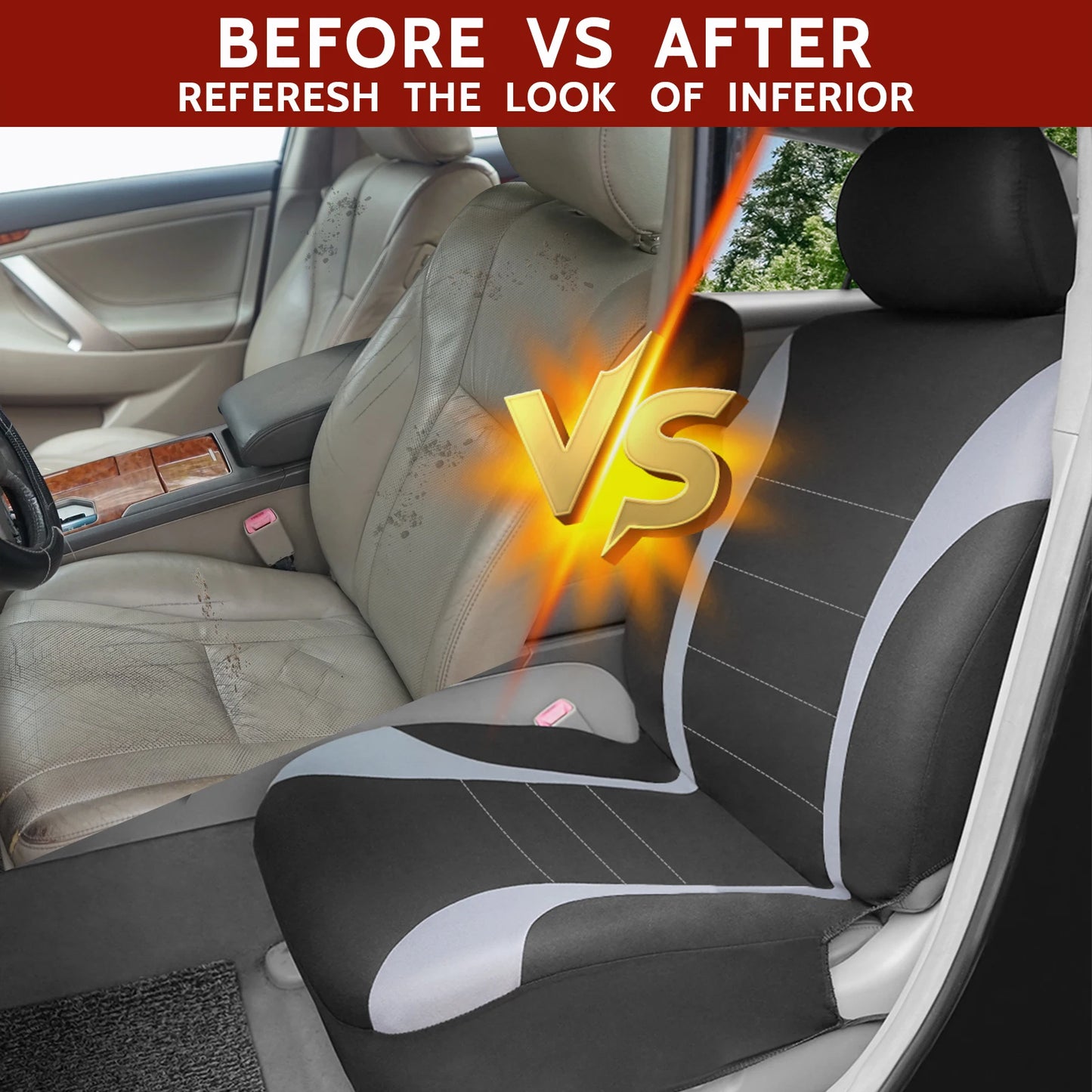 AUTO PLUS Car Seat Covers Universal Size Seat Covers Fit For Most SUV Car Truck Airbag Compatible Car Seat Cushion