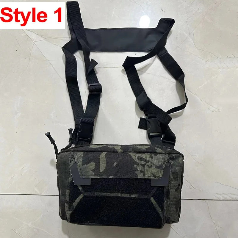 Tactical Chest Vest Bag Backpack Front Rig Pouch Lure Travel Fanny Pack