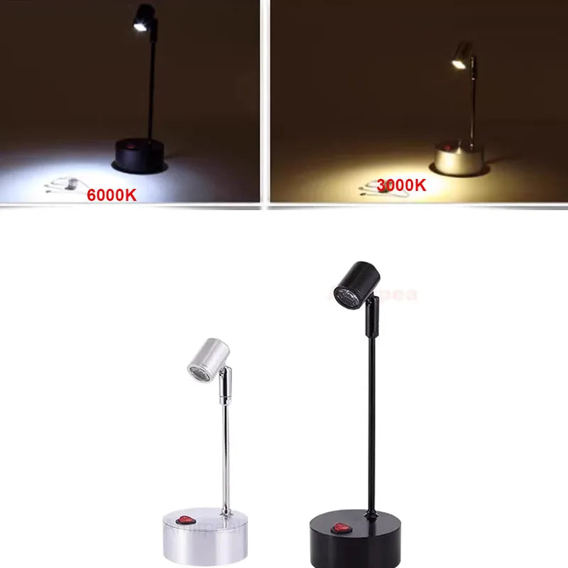 LED Dry Battery Spotlights Jewelry Counter Display Cabinet 3w Wedding AAA Battery Pole Small Spotlights