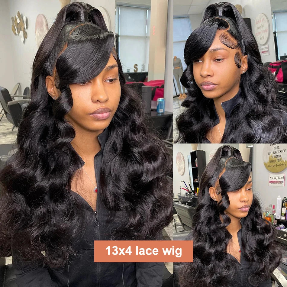 30 40 Inch Lace Front Wig 200 Density 13x6 HD Transparent Body Wave Lace Frontal Human Hair Wig PrePlucked Glueless For Women