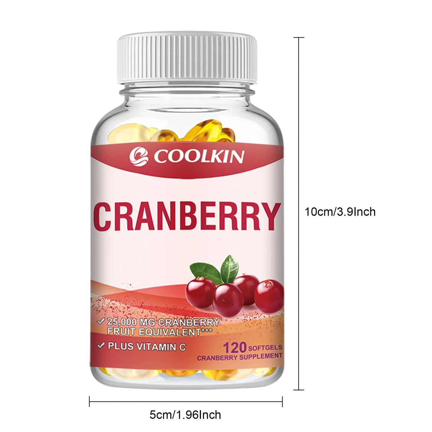 Cranberry - with Vitamin C - Supports Urinary & Immune Health, Bladder Control, Promotes Healthy Kidney Function - 120 Capsules