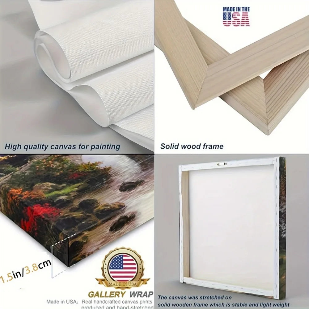 1.5 inch thick pine solid wood frame, mural farm landscape, modern country, nature painting artwork