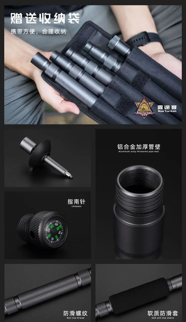 Folding Multifunctional Hiking Poles Outdoor  Camping Ultralight Tactical Set Telescopic  Poles