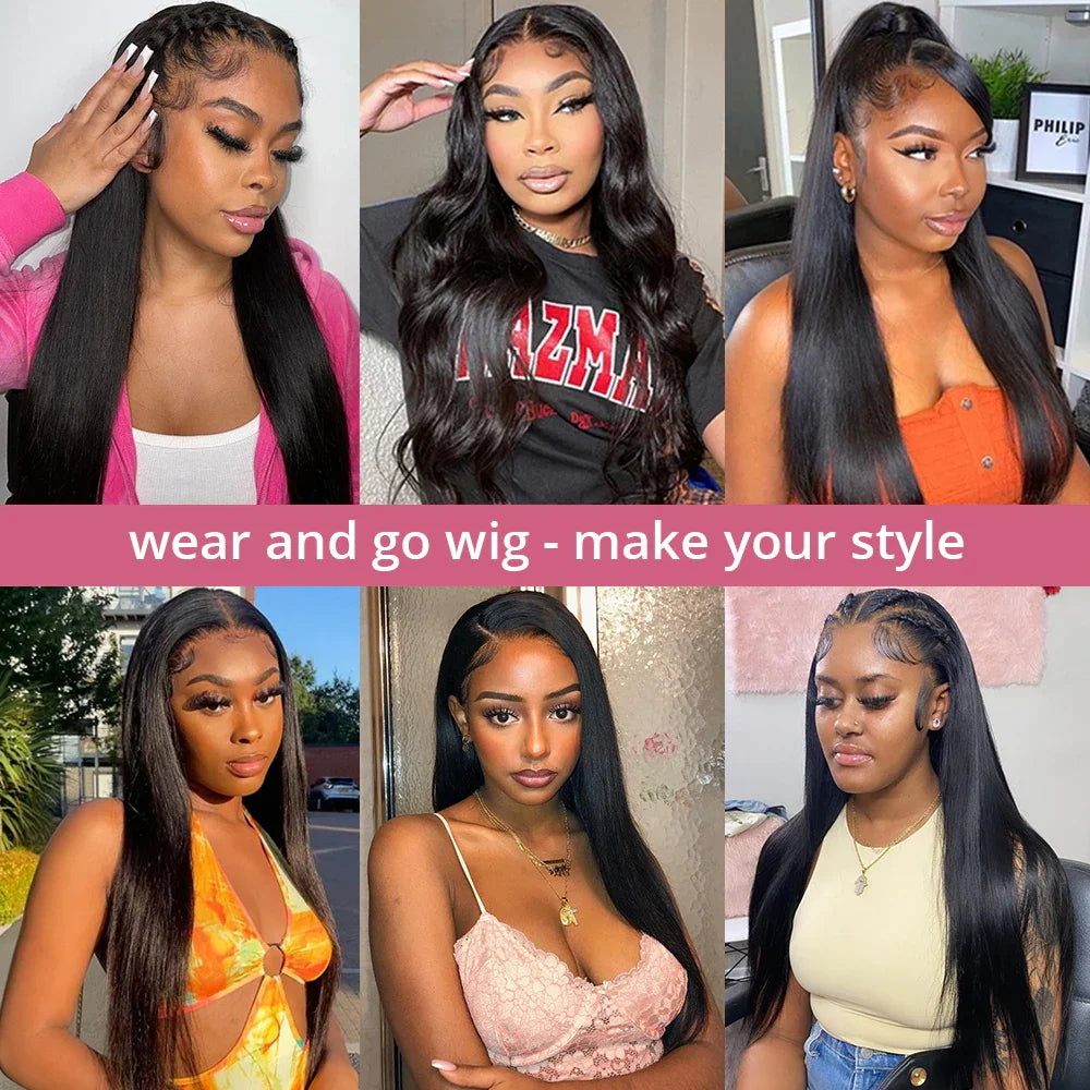 32 34 Inch Straight Wear And Go Glueless Preplucked Human Hair Wigs Ready To Go 4x4 5x5 HD Lace Closure Wig Pre Cut Remy Hair