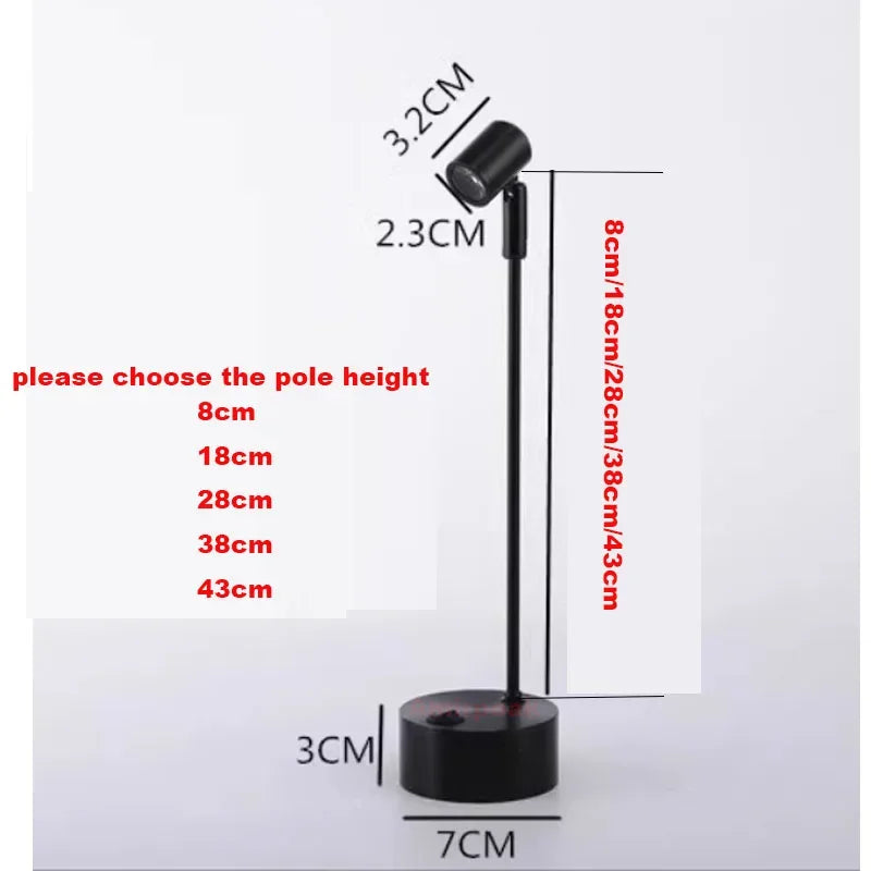LED Dry Battery Spotlights Jewelry Counter Display Cabinet 3w Wedding AAA Battery Pole Small Spotlights