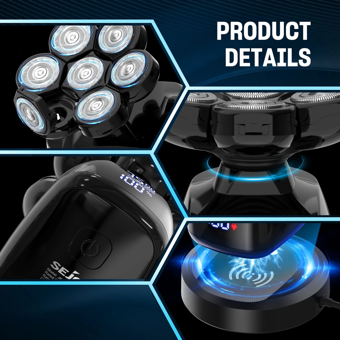 SEJOY Multifunctional Electric Shavers Kits for Bald Head Shaver Beard Shaving Machine