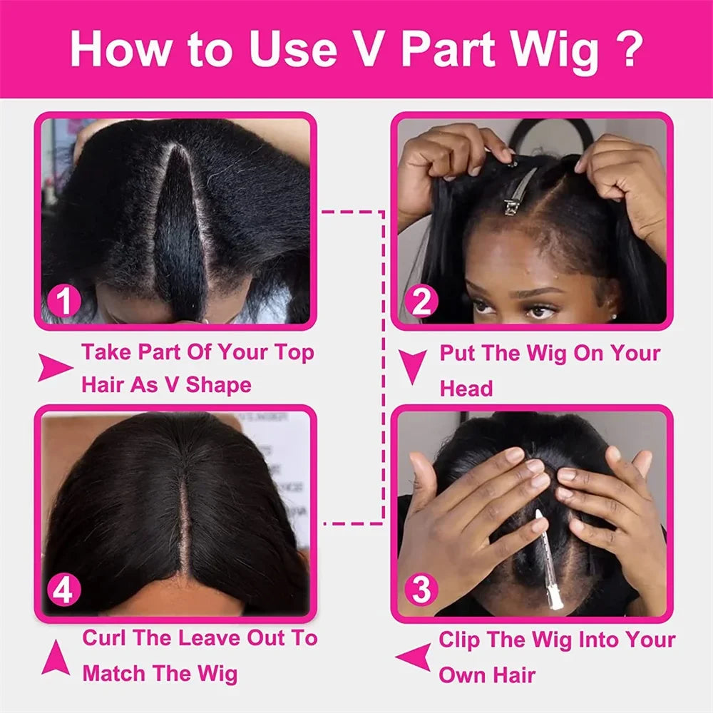 16-32 Inch Straight V Part Wig 100% Human Hair For Women Straight Wigs  Remy Hair 200% Density