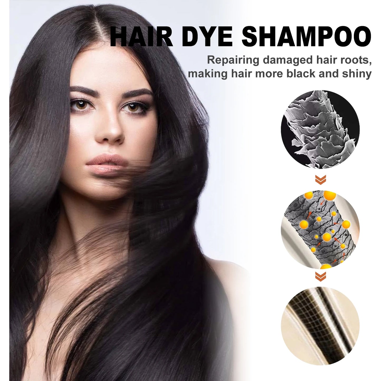 EELHOE 100ml Natural Plant Hair Dye Shampoo 3 in 1 Hair Color Shampoo Quick Dark Black -Women Men Grey Coverage