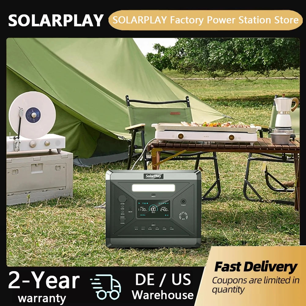 SOLARPLAY Q2501 Portable Power Station 2160WH LiFePO4 Battery with 2400W (4800W Peak)
