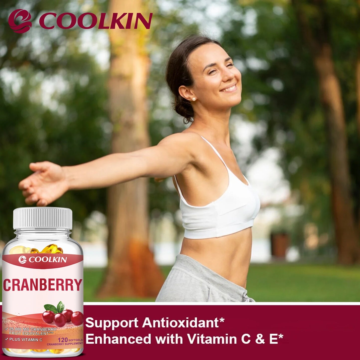 Cranberry - with Vitamin C - Supports Urinary & Immune Health, Bladder Control, Promotes Healthy Kidney Function - 120 Capsules
