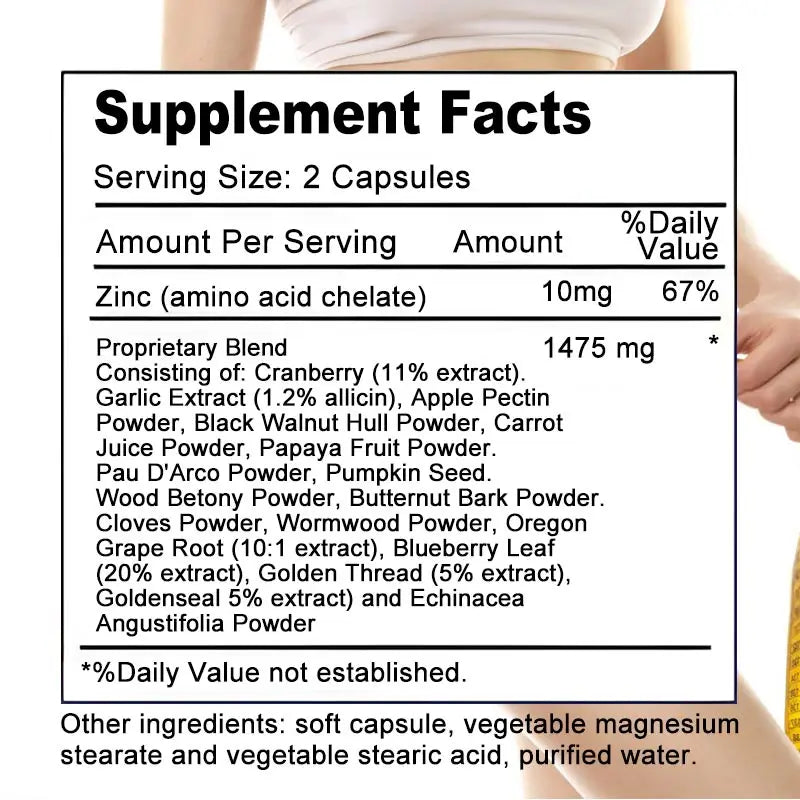 Parasite Detox Gut Health Supplement Supports Digestion and Detoxification Reduces Bloating Boosts Immunity 120 Capsules