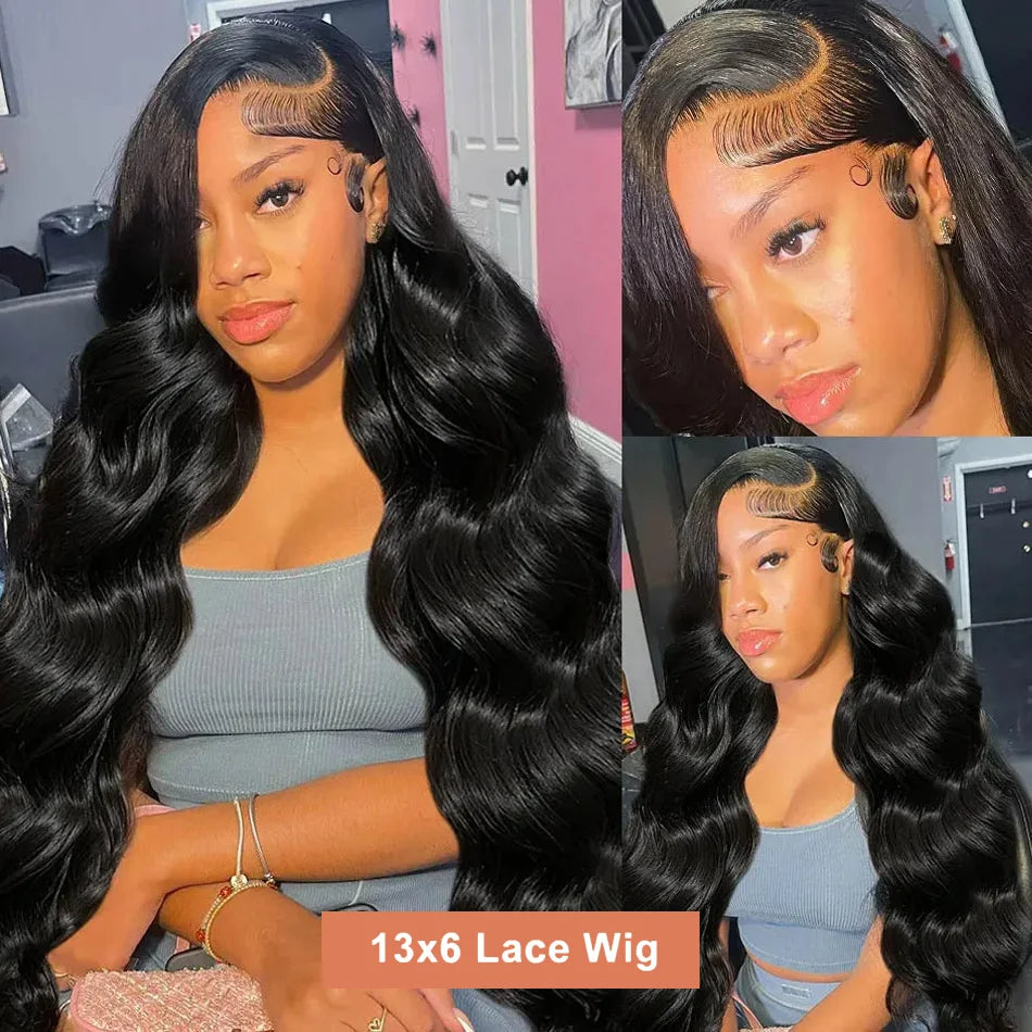 30 40 Inch Lace Front Wig 200 Density 13x6 HD Transparent Body Wave Lace Frontal Human Hair Wig PrePlucked Glueless For Women
