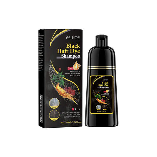 EELHOE 100ml Natural Plant Hair Dye Shampoo 3 in 1 Hair Color Shampoo Quick Dark Black -Women Men Grey Coverage