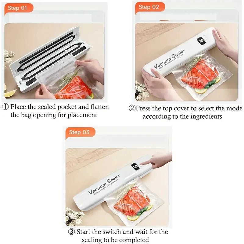 Machine Food Vacuum Sealer Automatic Air Sealing System For Food Dry And Wet Food Modes Compact Design