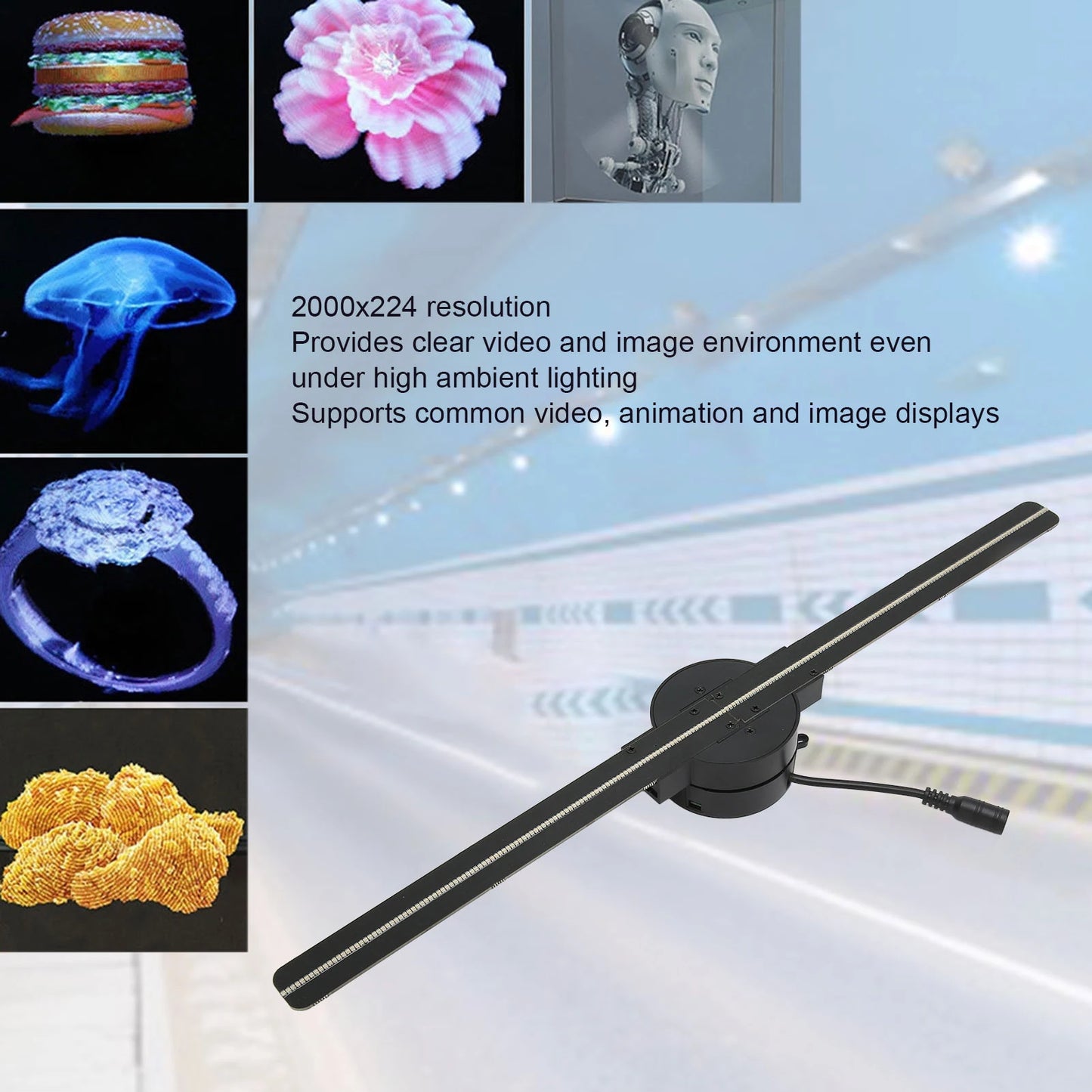 WiFi 3D Hologram Fan Multiple Control Methods 2000x224 3D Hologram Projector