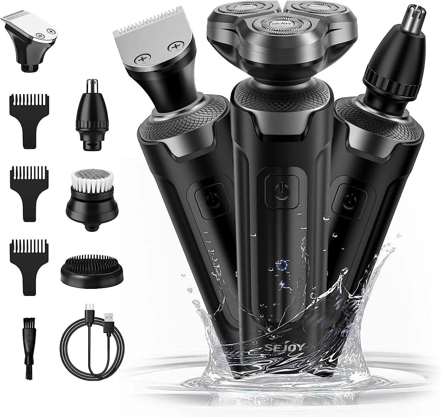 SEJOY 3 In 1 Multifunction Mens Electric Shaver Powerful Beard Nose Hair Trimmer