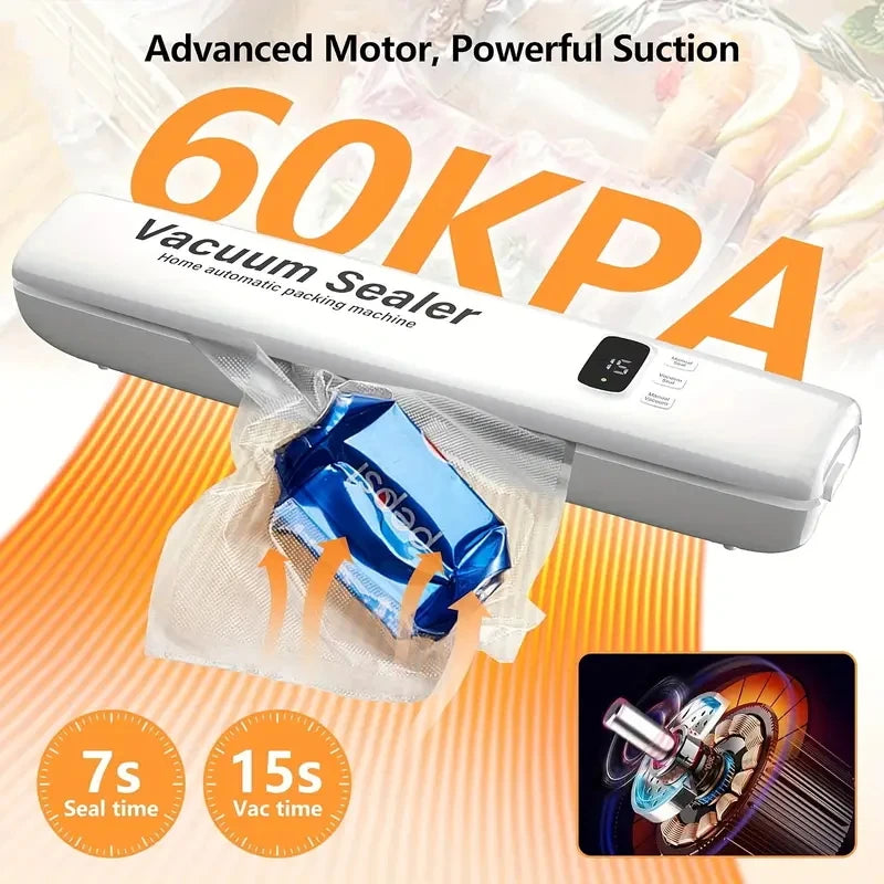 Machine Food Vacuum Sealer Automatic Air Sealing System For Food Dry And Wet Food Modes Compact Design