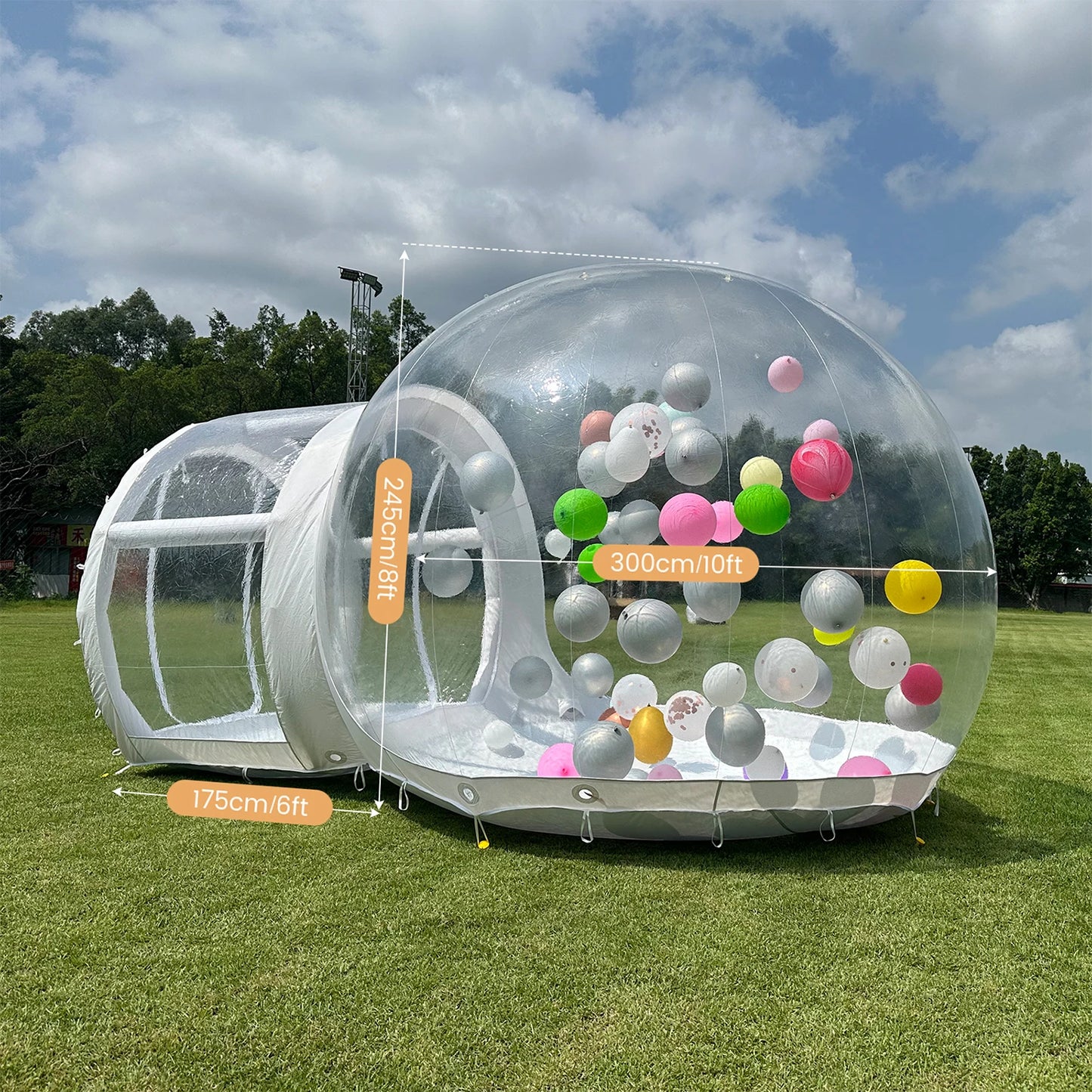 Inflatable 3M 10FT PVC Bubble House Inflatable Chlidren Toys Outdoor Commerical Castle With 750W Air Blower 100 balloons