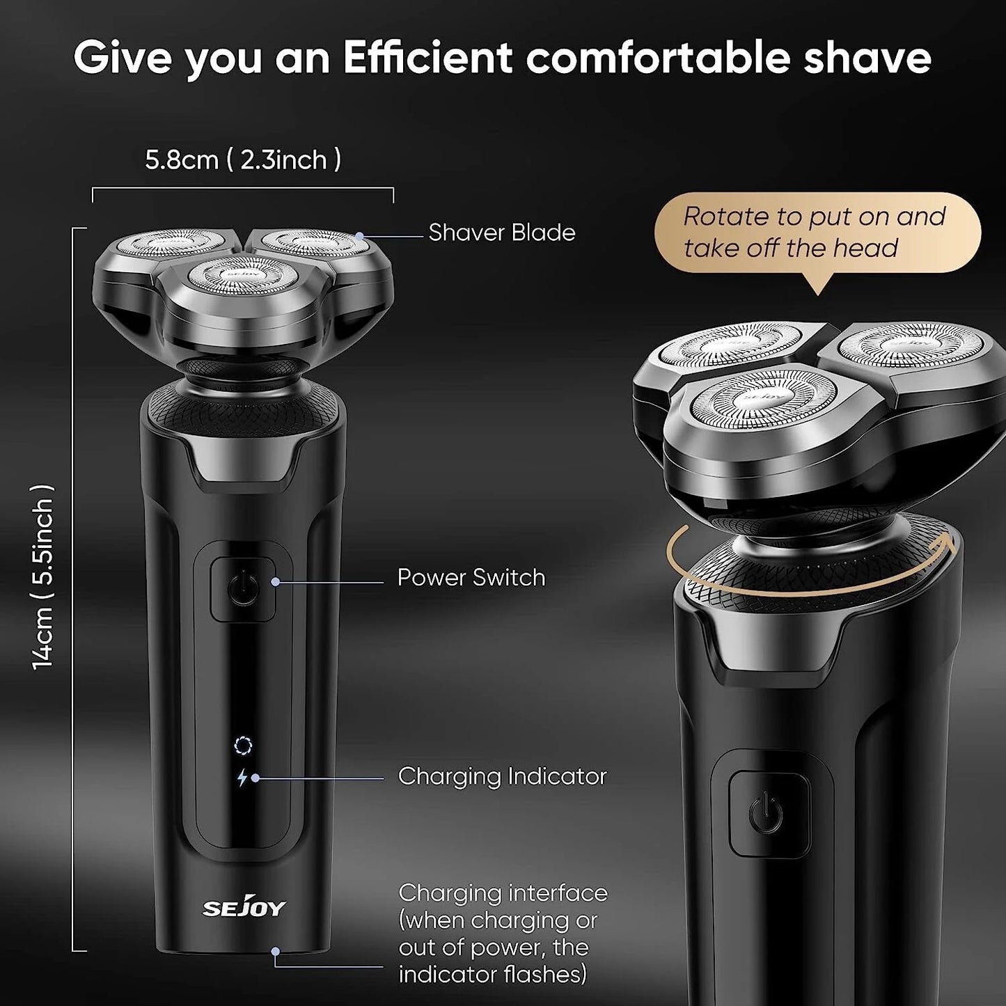 SEJOY 3 In 1 Multifunction Mens Electric Shaver Powerful Beard Nose Hair Trimmer