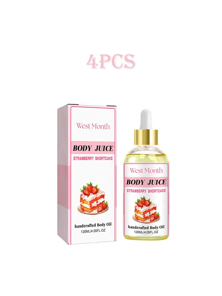 West&Month 120ml Body Juice Massage Oil Strawberry Serum Body Drops Oil Moisturize Body Smooth Aromatherapy Glow Relieve Dry