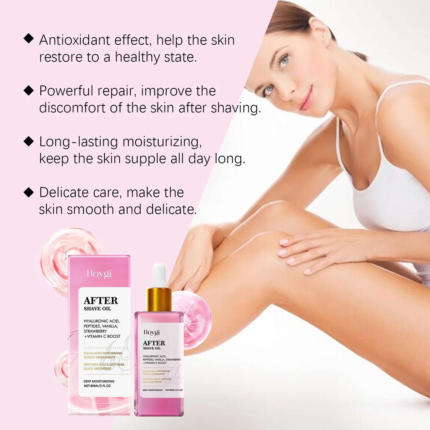 Hoygi 90ml After Shave Oil Repair Body Strawberry Flavor Smooth Skin Soothe Discomfort Nourish Hydrating Skin