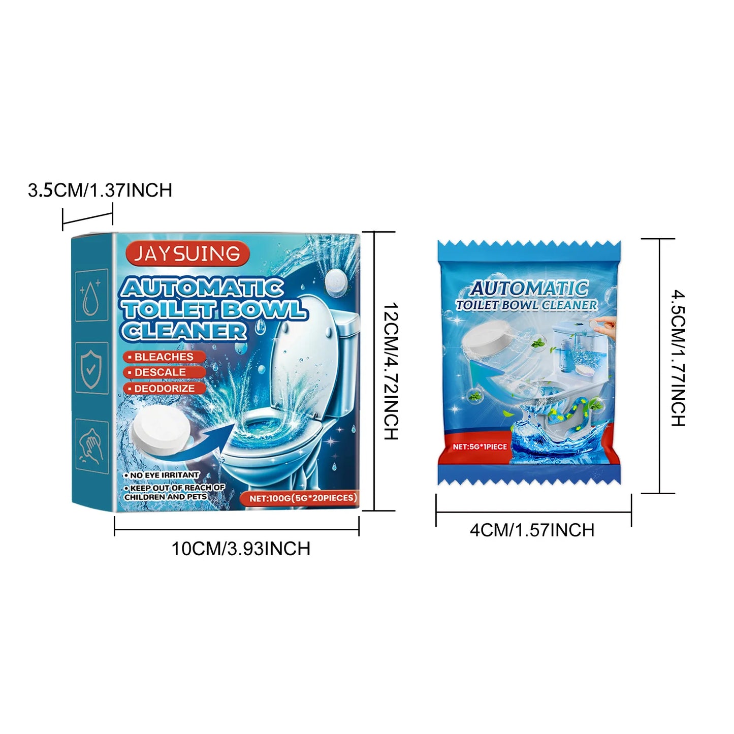 Jaysuing 20pcs Toilet Bowl Cleaner Descaling Deodorizing Urine Odor Stain Remover Tank Decontamination Bathroom Cleaning Tablets