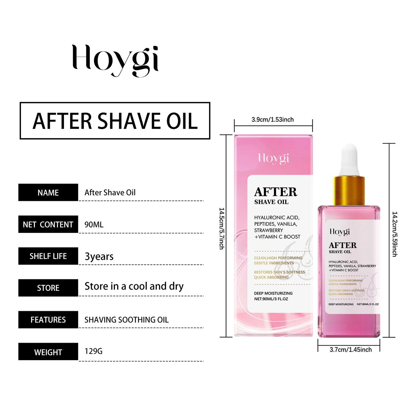Hoygi 90ml After Shave Oil Repair Body Strawberry Flavor Smooth Skin Soothe Discomfort Nourish Hydrating Skin