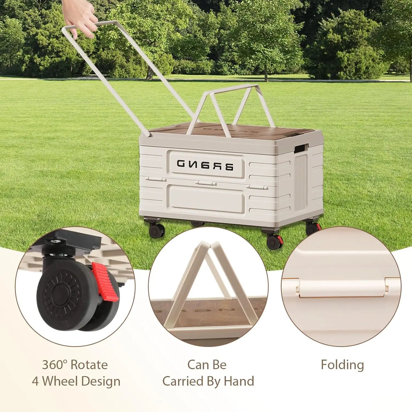 360° Rotating Foldable Storage Cart – Heavy-Duty Mobile Organizer with 4 Silent Wheels, Multi-Functional